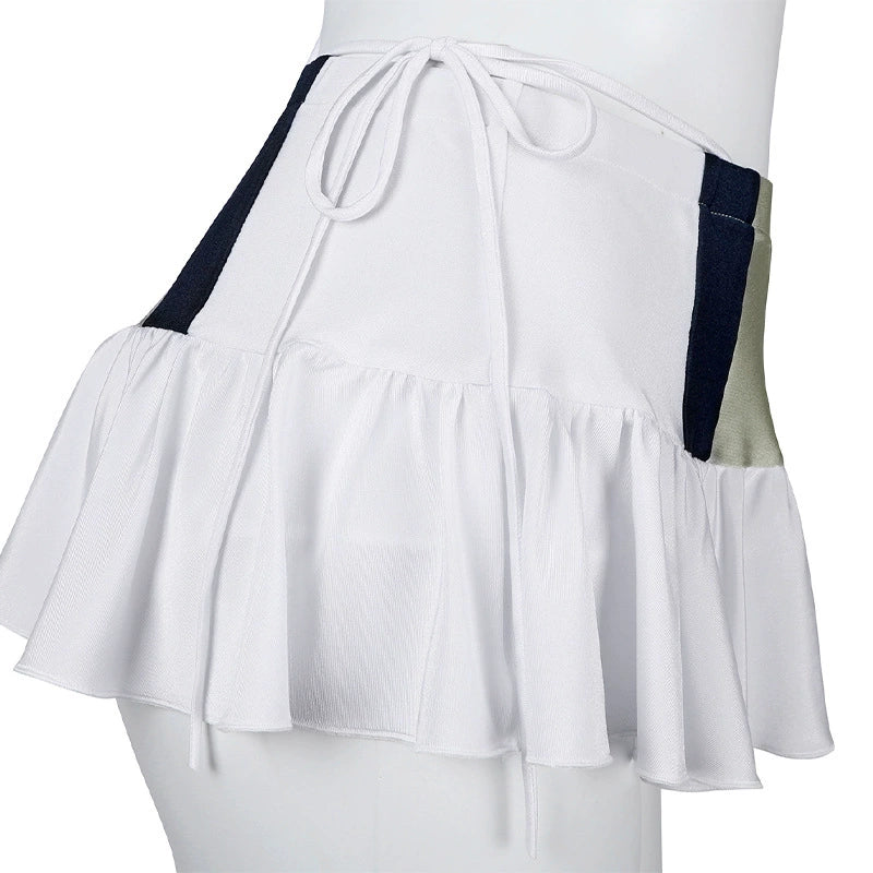 Tifa Lockhart FF7 Sommer Outfit Cosplay Kostuem Damen Weiss Blau