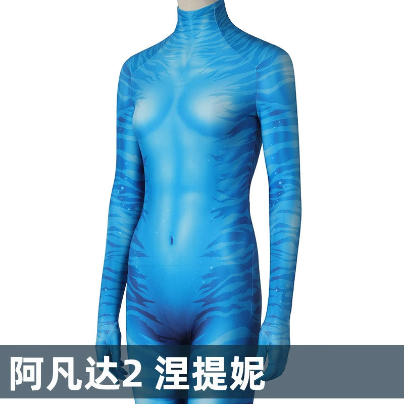 Neytiri Avatar Bodysuit Cosplay Kostuem Damen Blau