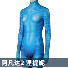 Neytiri Avatar Bodysuit Cosplay Kostuem Damen Blau