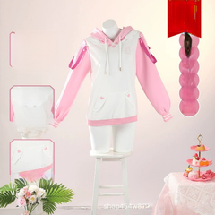 Alice NIKKE Hoodie Cosplay Kostuem Damen Weiss Rosa