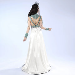 Tifa Final Fantasy VII Buehnenkleid Cosplay Kostuem Damen Weiss Tuerkis