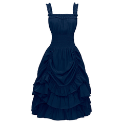 Ärmelloses Volantkleid – viktorianisches Midikleid für Mittelalter-Fest, DAMEN