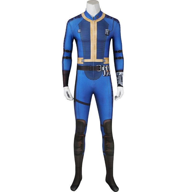 Lucy Fallout Vault Jumpsuit Cosplay Kostuem Damen Blau Beige