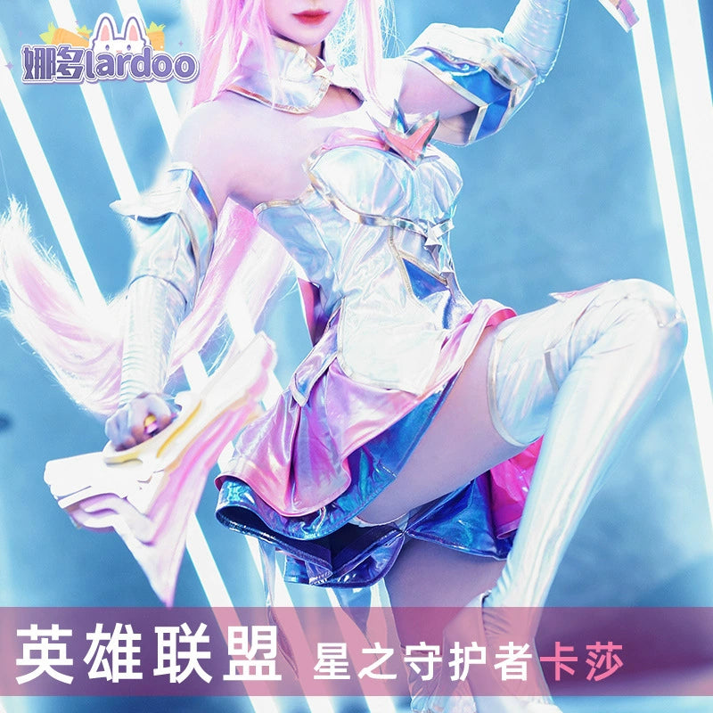 KaiSa Star Guardian Magier-Kleid Cosplay Kostuem Damen Silber Pink