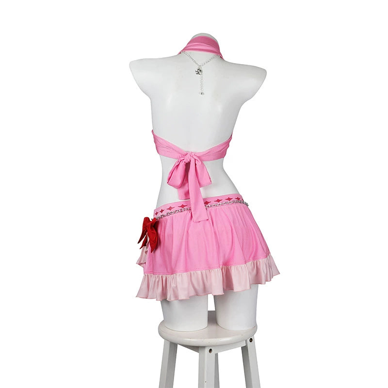 Tifa Aerith Final Fantasy VII Bikini-Set Cosplay Kostuem Damen Pink Weiss