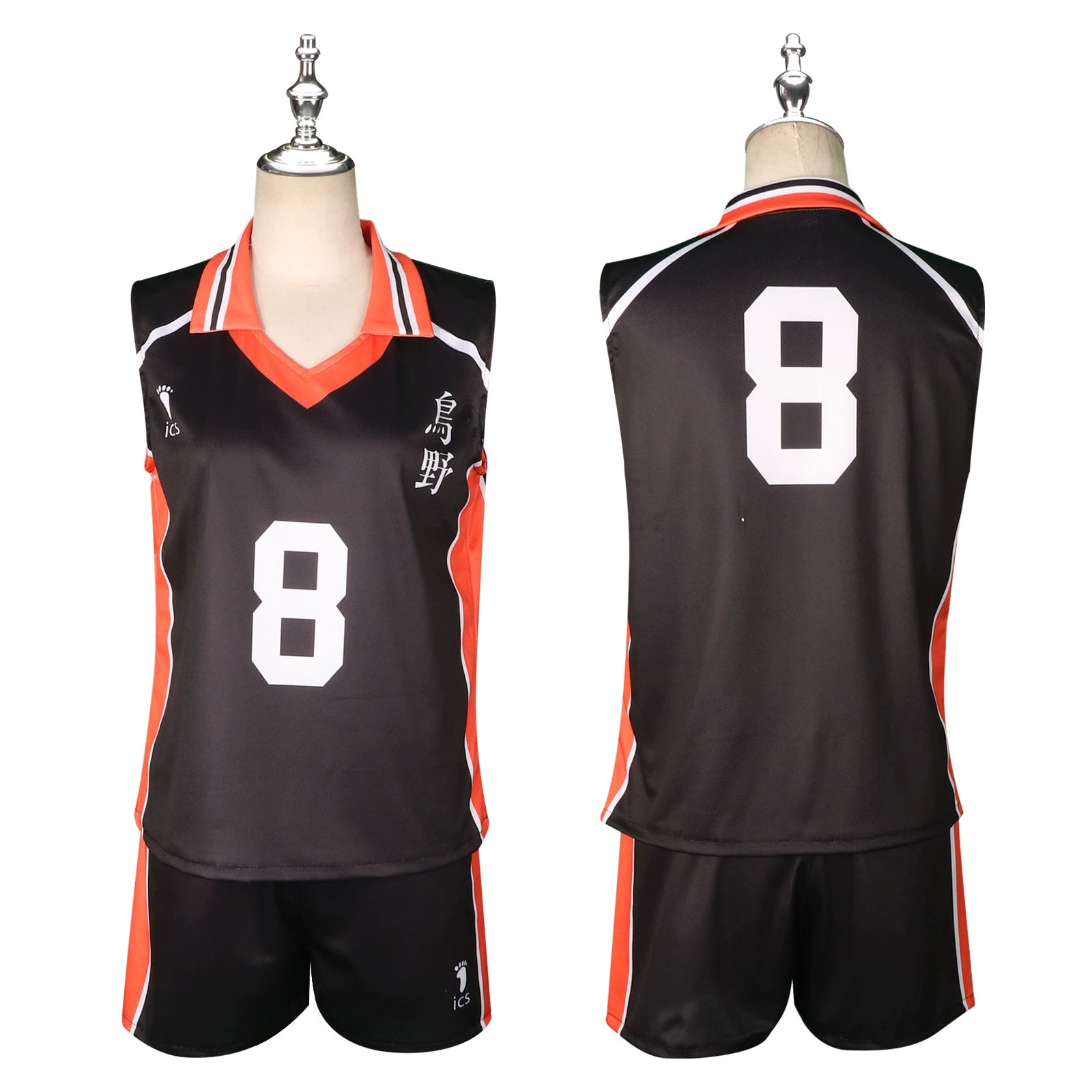 Shimizu Kiyoko Haikyuu Volleyball-Outfit Cosplay Kostuem Damen Schwarz Orange
