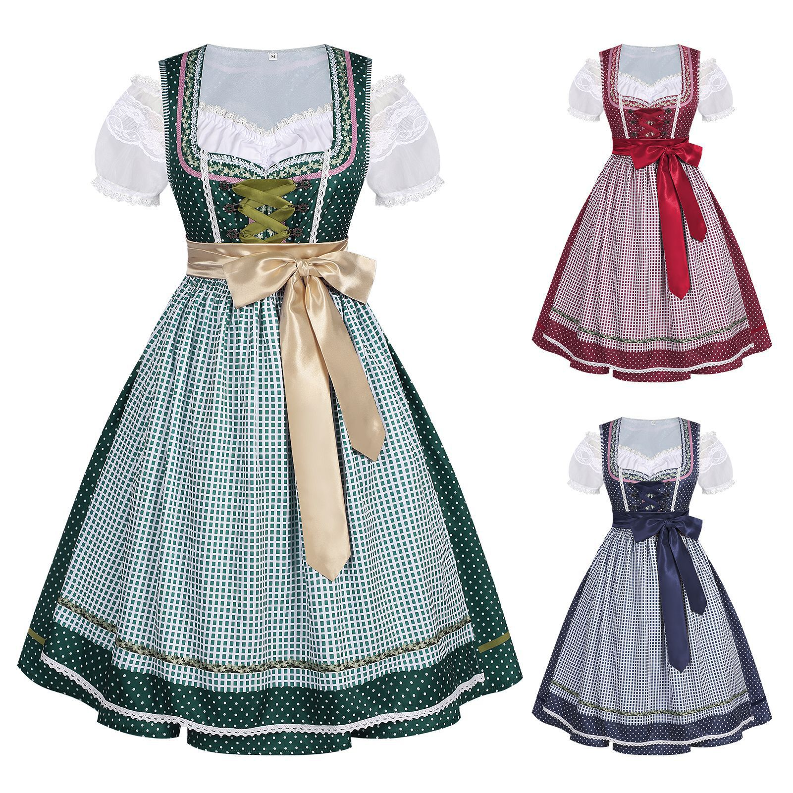 Dirndl kariert – bayerisches Maid-Kleid für Oktoberfest, DAMEN