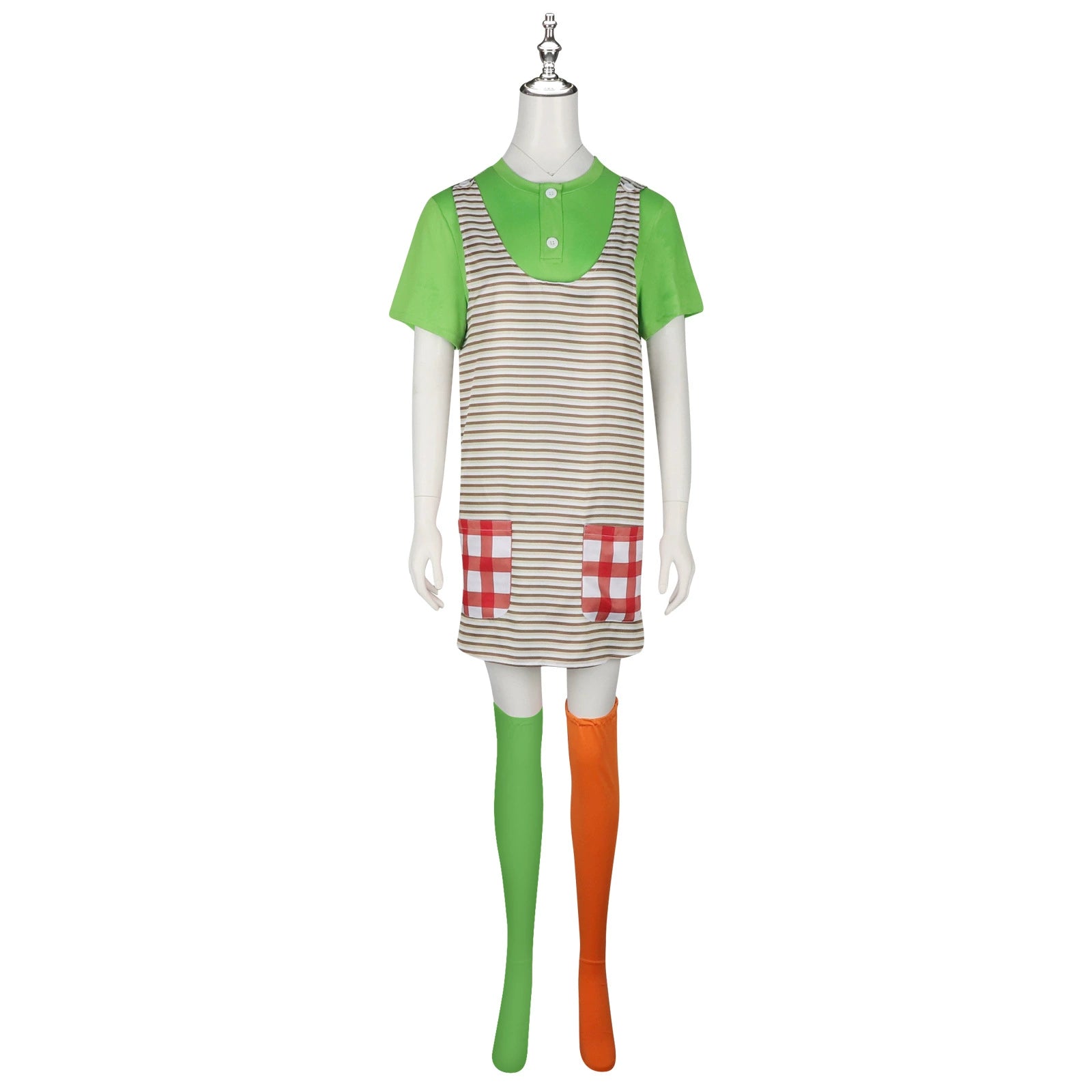 Pippi Pippi Longstocking Gestreifte Kniestruempfe Cosplay Kostuem Damen