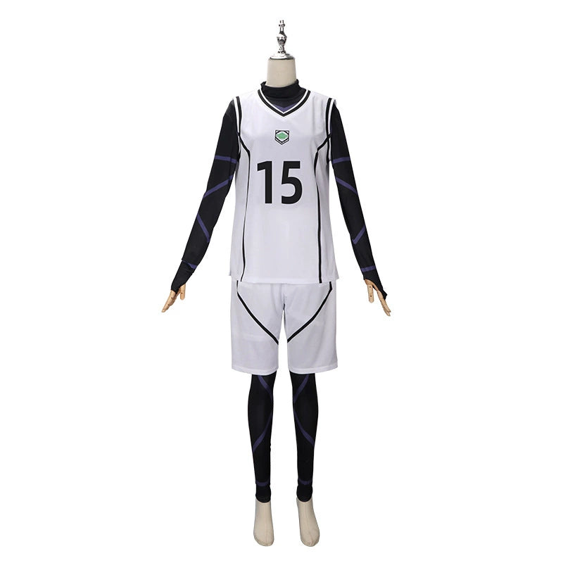 Michael Kaiser Blue Lock Trikot-Set Cosplay Kostuem Damen Weiß Rot