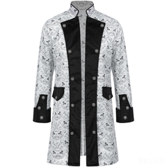 Druck-Langmantel – viktorianischer Steampunk-Mantel für Bühne & Halloween, HERREN