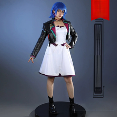 Powder League of Legends Kleid Cosplay Kostuem Damen Blau