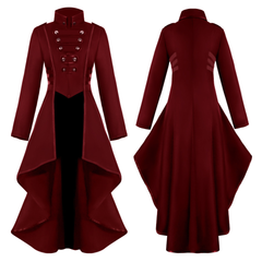 Damen Frackjacke – asymmetrischer Gothic Mantel für Halloween, DAMEN