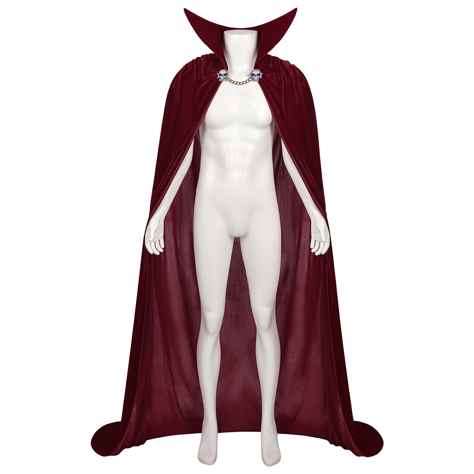 Vampir-Umhang aus Samt – Gothic-Cape mit hohem Kragen für Halloween