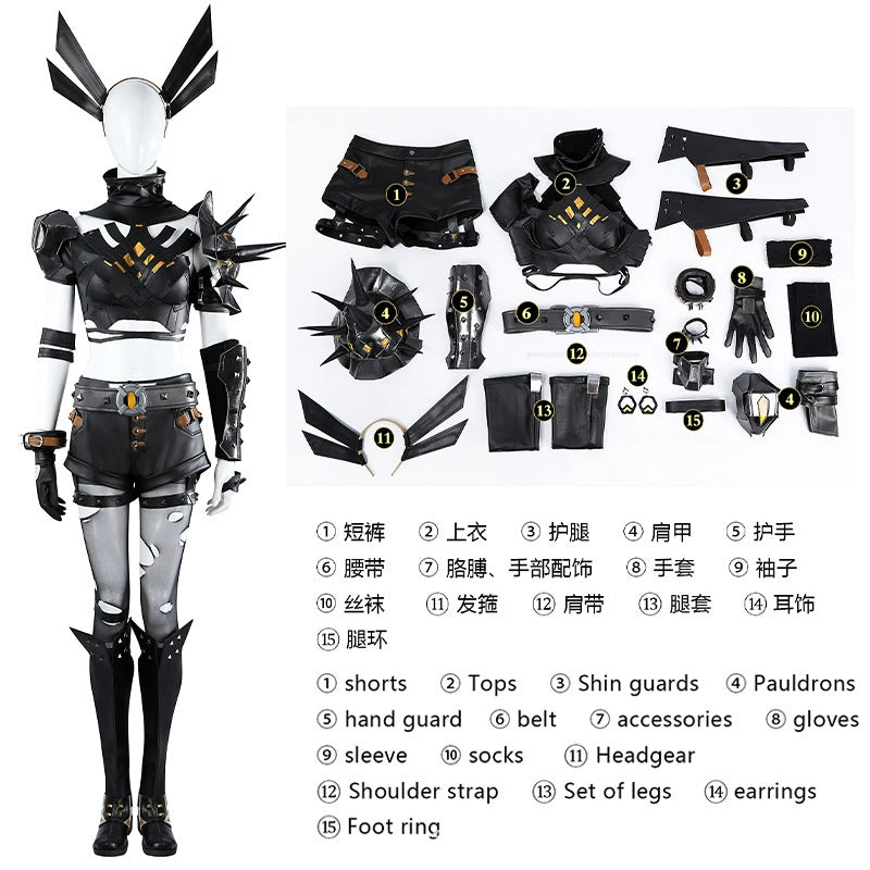 Magik Marvel Rivals Kostuem-Set Cosplay Damen Schwarz Weiss