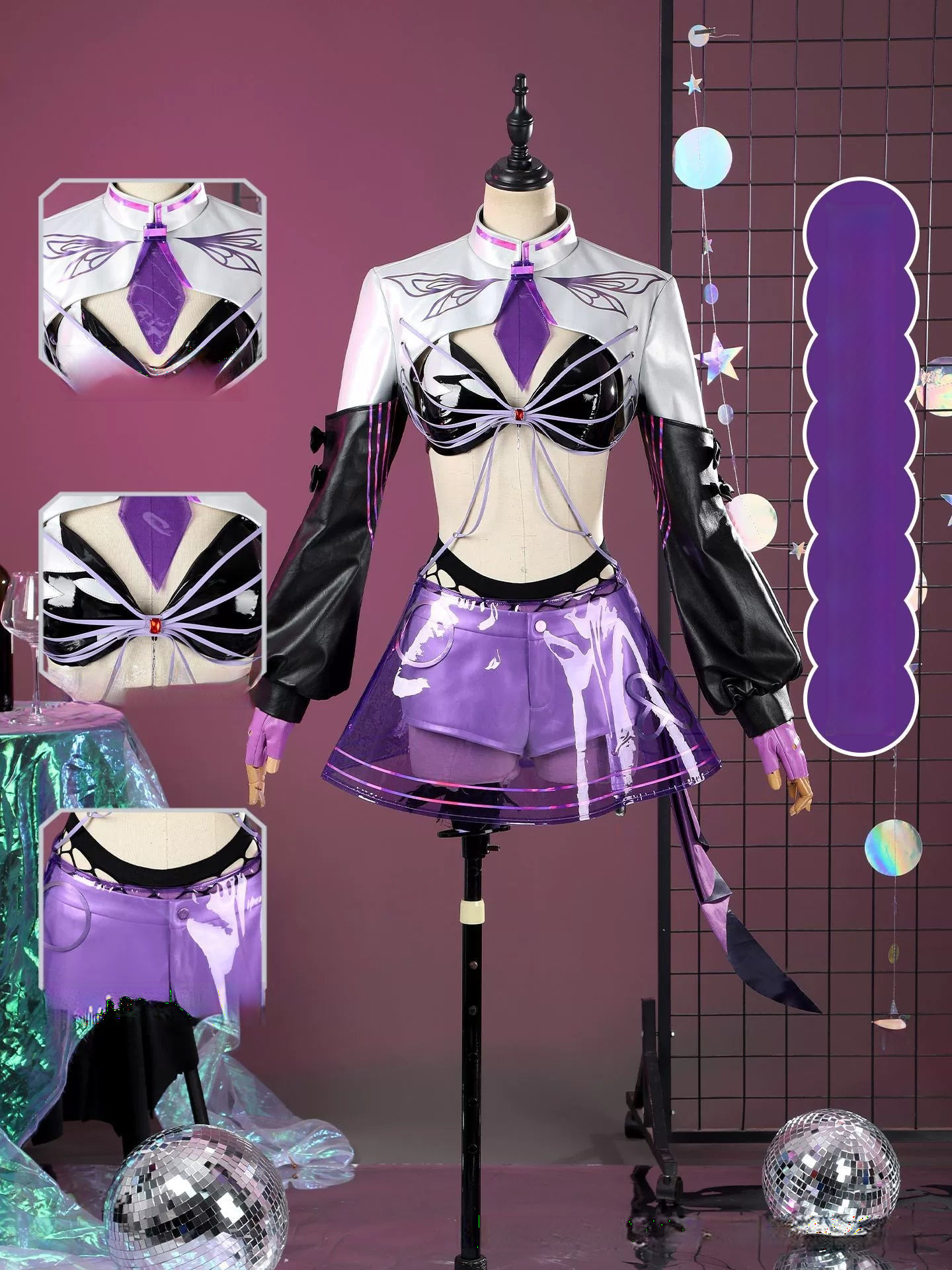 Konzert Path to Nowhere Lila-Schwarzes Konzert-Outfit Cosplay Kostuem Damen