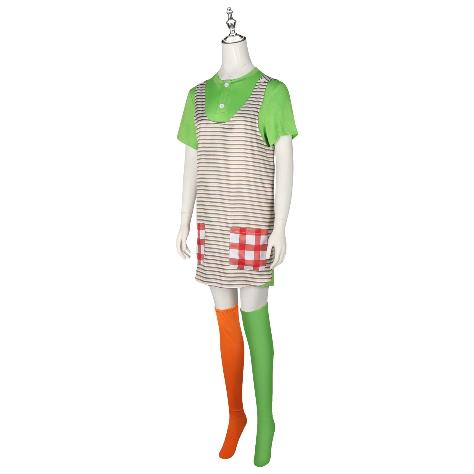 Pippi Pippi Longstocking Gestreifte Kniestruempfe Cosplay Kostuem Damen