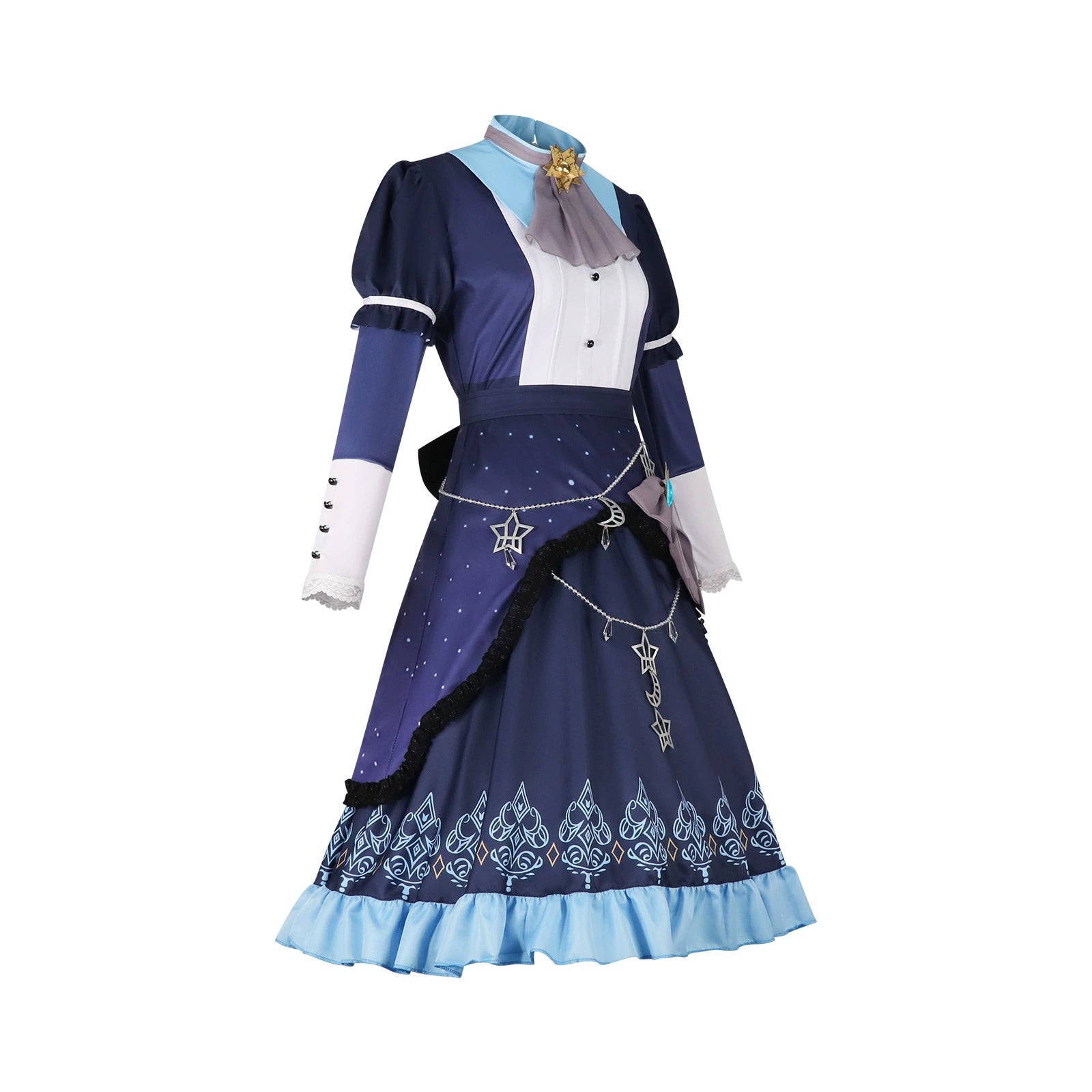 Asahina Mafuyu Project Sekai Bühnen-Kleid Cosplay Kostuem Damen Blau Weiß