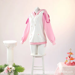Alice NIKKE Hoodie Cosplay Kostuem Damen Weiss Rosa