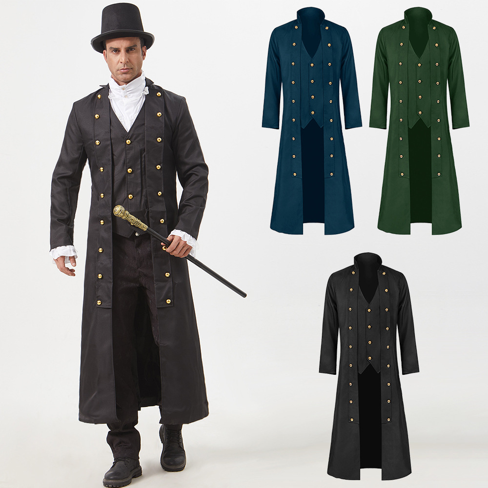 Schnürmantel lang – mittelalterlicher Mantel mit Kreuzbindung für Halloween, DAMEN