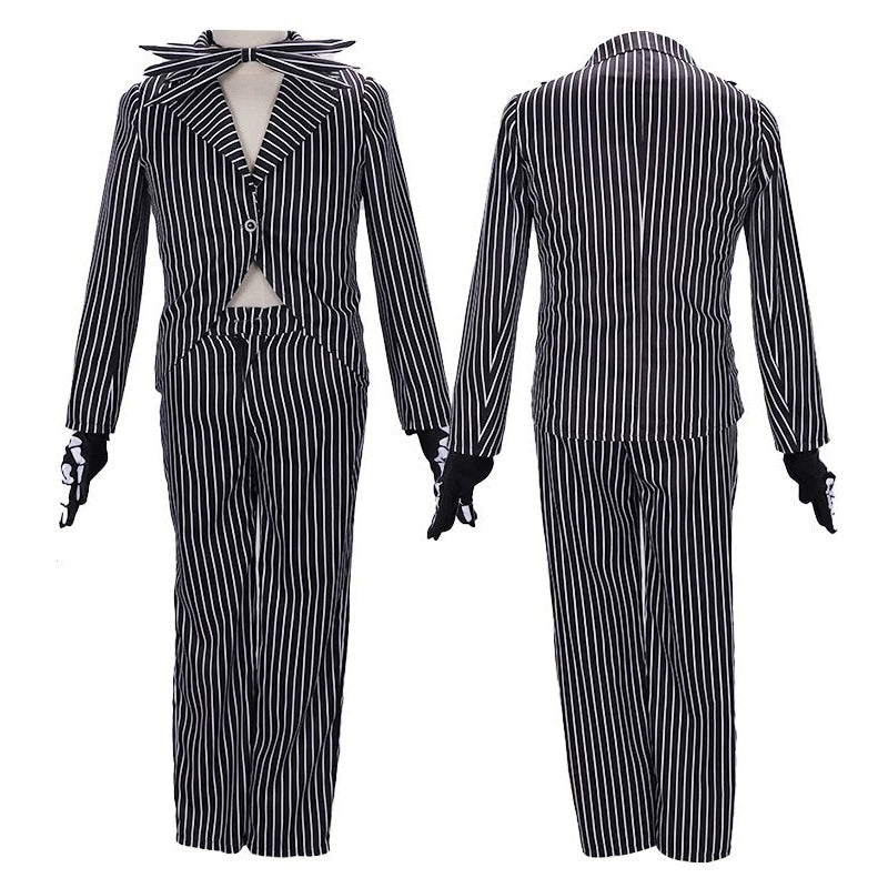 Jack Skellington The Nightmare Before Christmas Skeleton-Overall-Set Cosplay Kostuem Damen