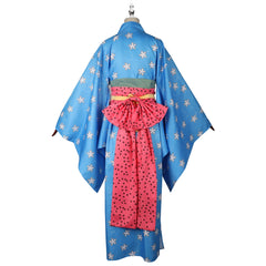 Nami One Piece Kimono-Set Cosplay Kostuem Damen Blau Weiß