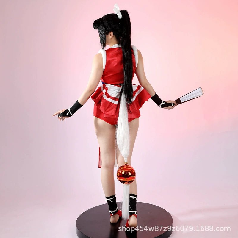 Mai Shiranui Street Fighter Kostuem Cosplay Damen Rot Weiss