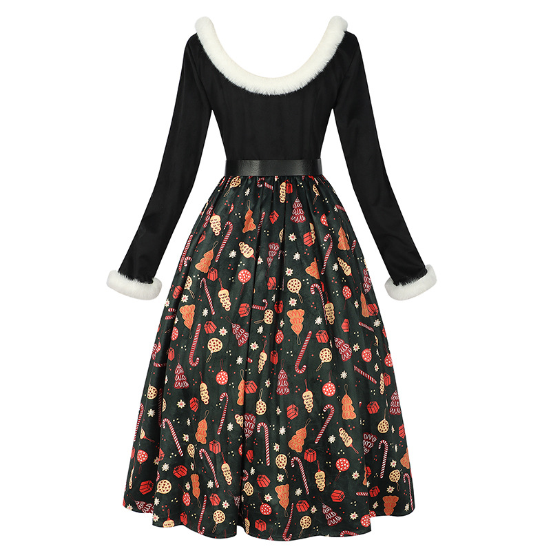 Weihnachts-Printkleid – Festtagskleid für Familienfotos & Xmas-Party, DAMEN