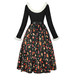 Weihnachts-Printkleid – Festtagskleid für Familienfotos & Xmas-Party, DAMEN