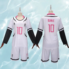 Yoichi Isagi Blue Lock Fußball-Trikot Cosplay Kostuem Damen Blau