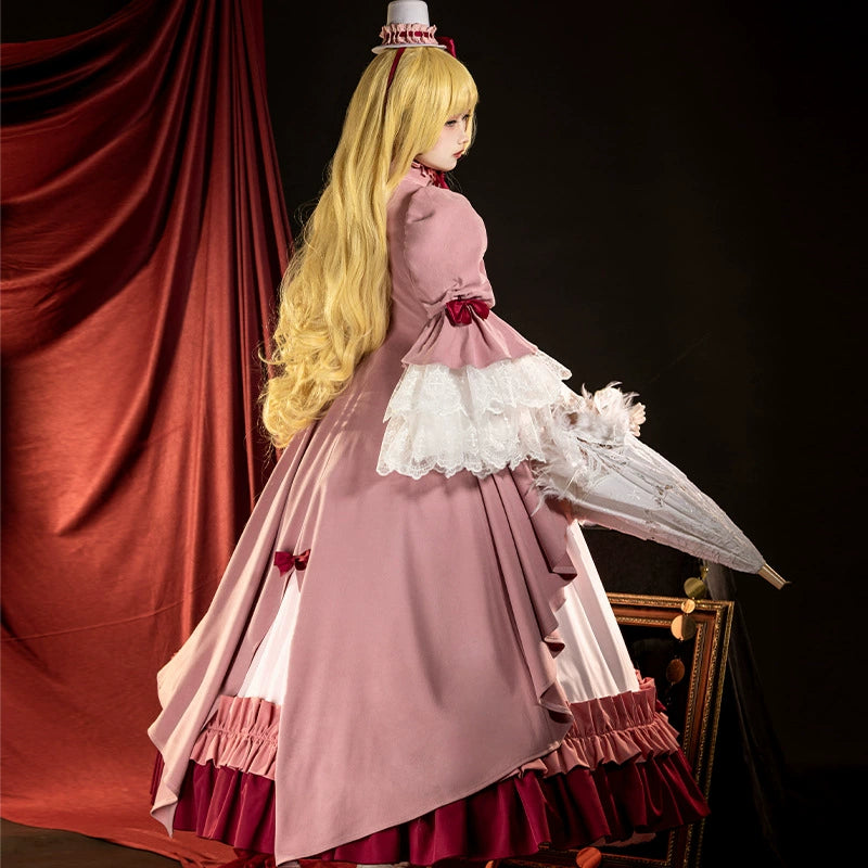 Victorique GOSICK Lolita Kleid Cosplay Kostuem Damen Rosa