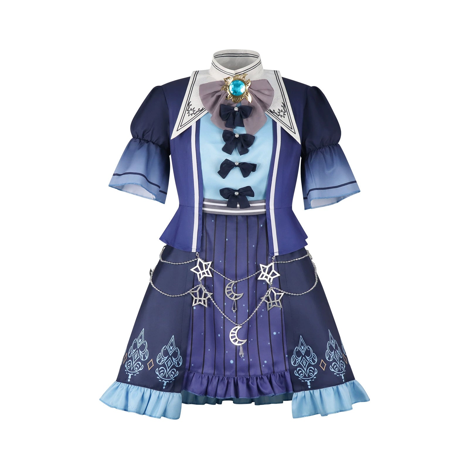 Akiyama Mizuki Project Sekai Bühnen-Kleid Cosplay Kostuem Damen Rosa Blau