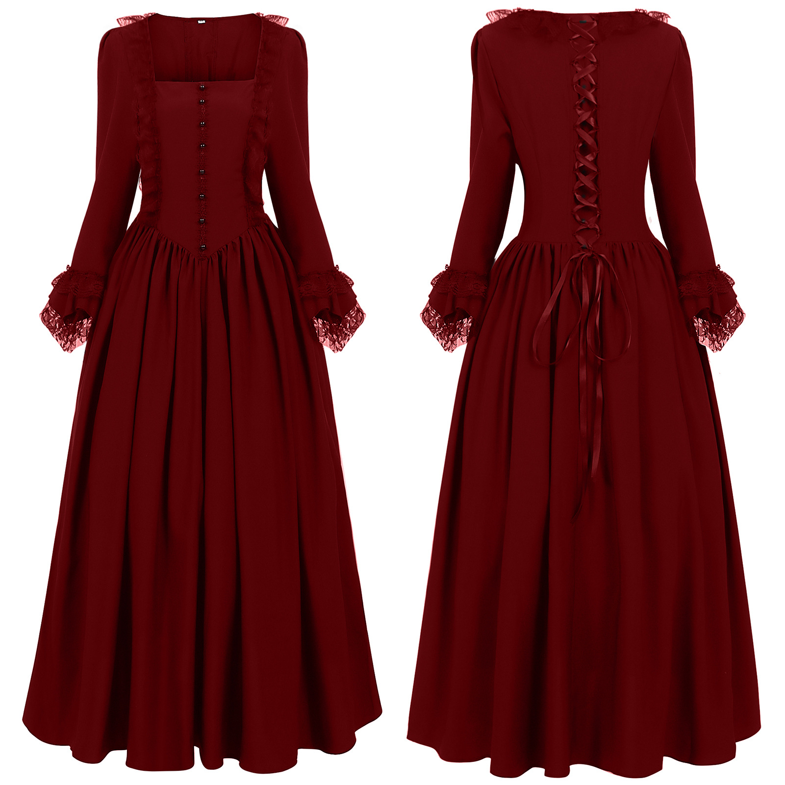 Renaissance-Kleid Modell 6 – rotes Hofgewand, DAMEN