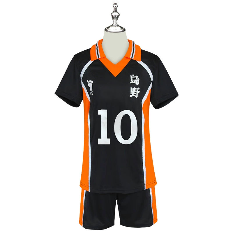 Shoyo Hinata Haikyuu Volleyball-Set Cosplay Kostuem Damen Schwarz Orange