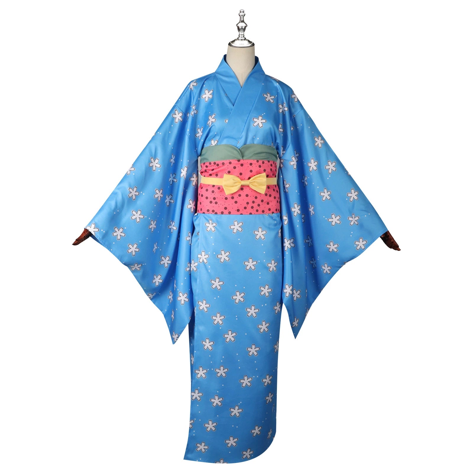 Nami One Piece Kimono-Set Cosplay Kostuem Damen Blau Weiß