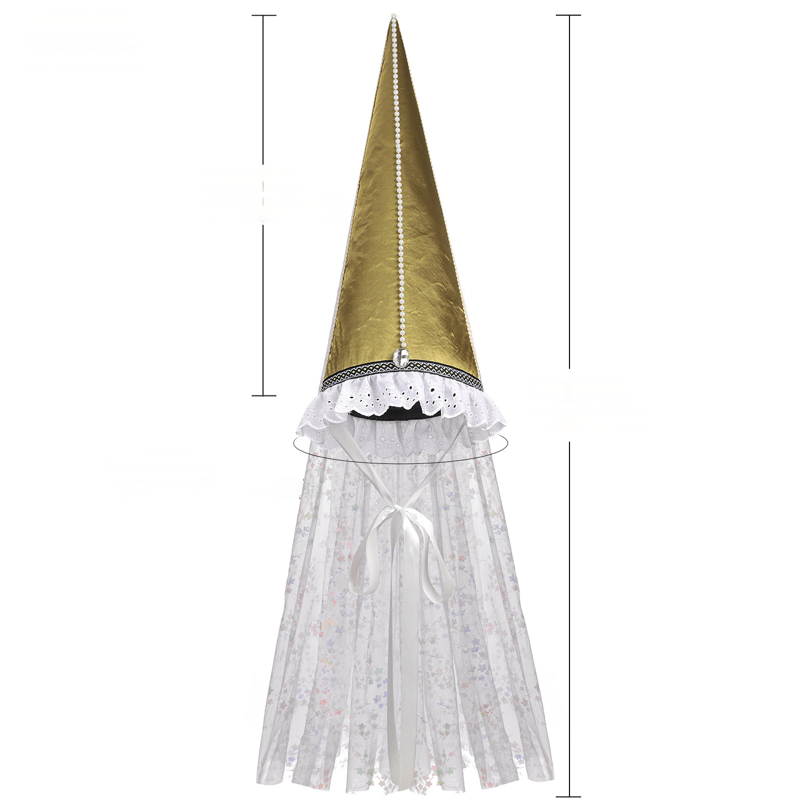 Hennin – mittelalterliche Spitzhaube mit Schleier, Einheitsgröße
