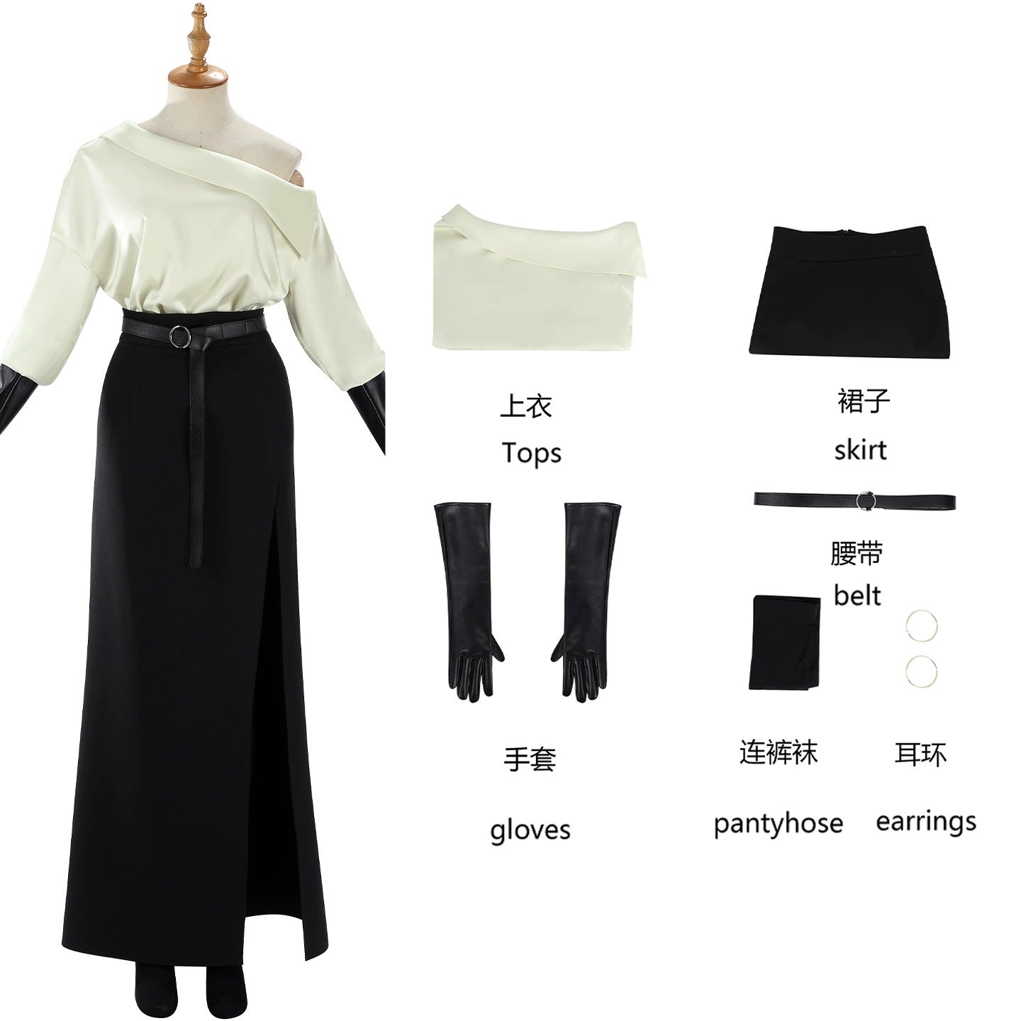 Grace Resident Evil Kostuem-Set mit Handschuhen Cosplay Damen Schwarz