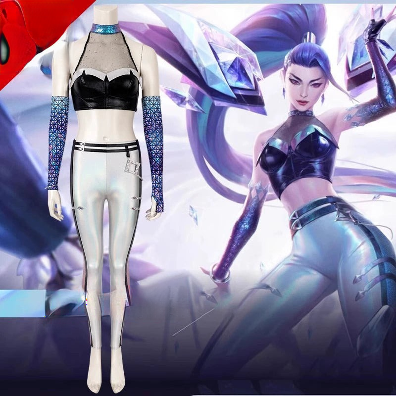 Kaisa KDA League of Legends Buehnenoutfit Cosplay Kostuem Damen Schwarz Blau
