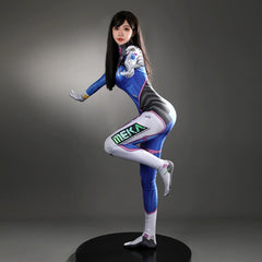 D.Va Overwatch Overall Cosplay Kostuem Damen Blau Weiss