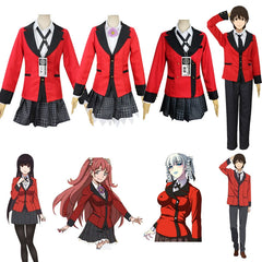 Yumeko Jabami Kakegurui Rote Schuluniform Cosplay Kostuem Damen