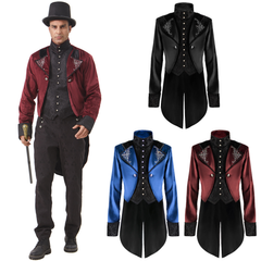 Hochkragen-Mantel – Retro-Zweiteiler-Jacke für Halloween & Bühne, HERREN