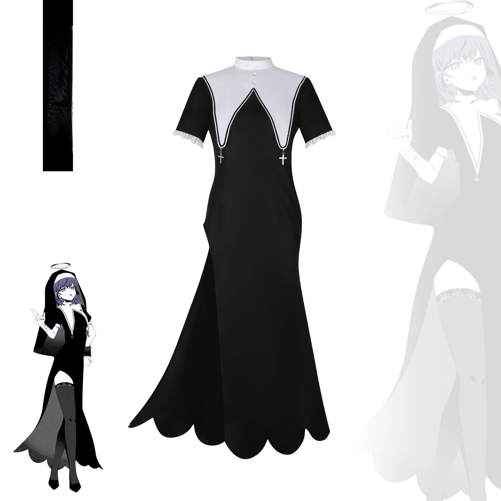 Asahina Mafuyu Project Sekai Nonnen-Kleid Cosplay Kostuem Damen Schwarz