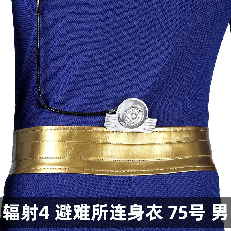 Fallout Vault 75 Jumpsuit Cosplay Kostuem Damen Blau Gelb