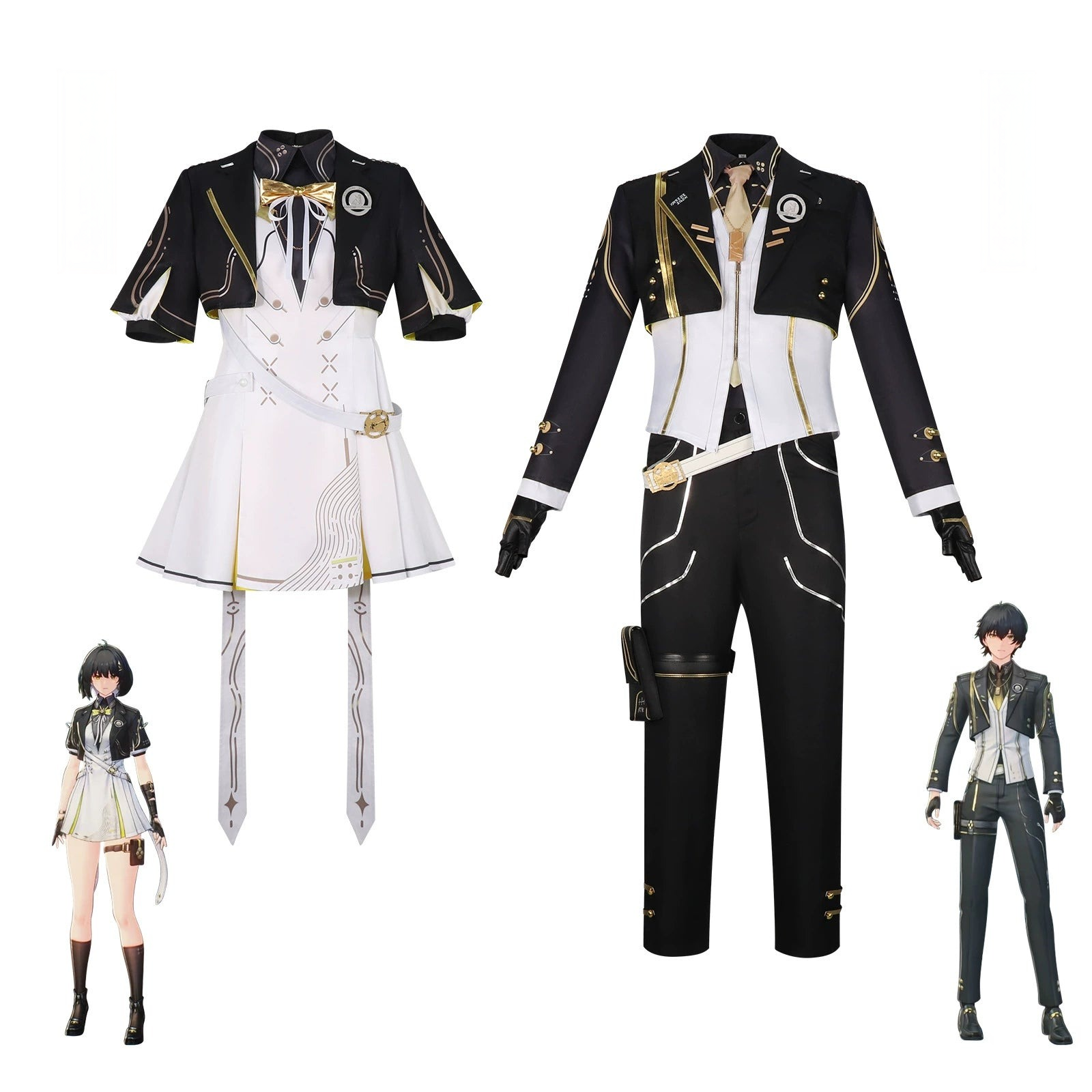 Rover Wuthering Waves Kampfanzug Cosplay Kostuem Damen Schwarz Weiß