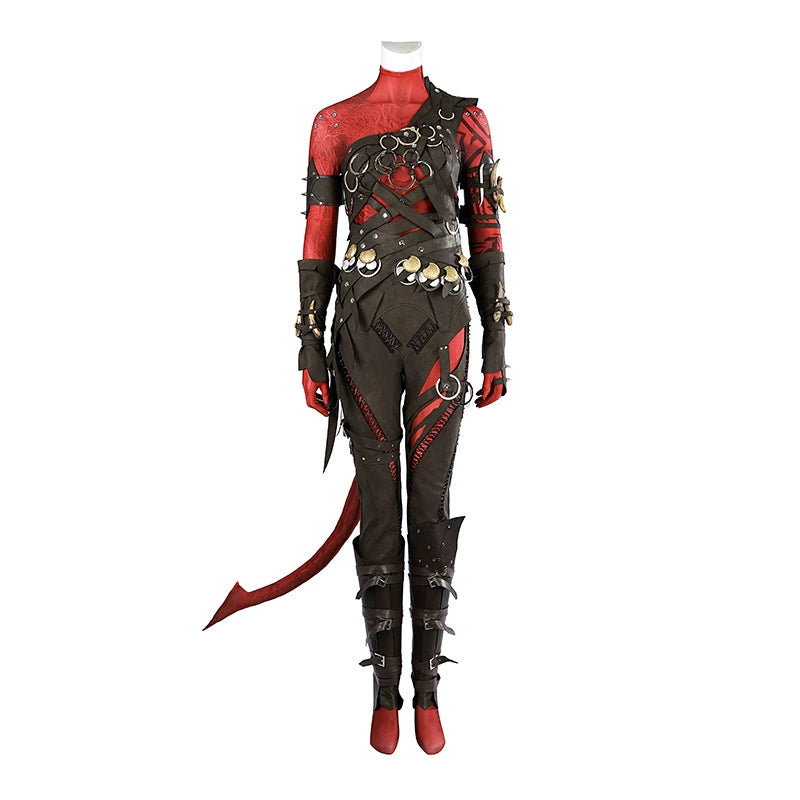 Karlach Baldurs Gate 3 Kostuem Cosplay Damen Rot Schwarz