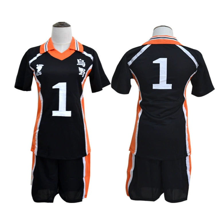 Karasuno Haikyuu Volleyball-Set Cosplay Kostuem Damen Schwarz Orange