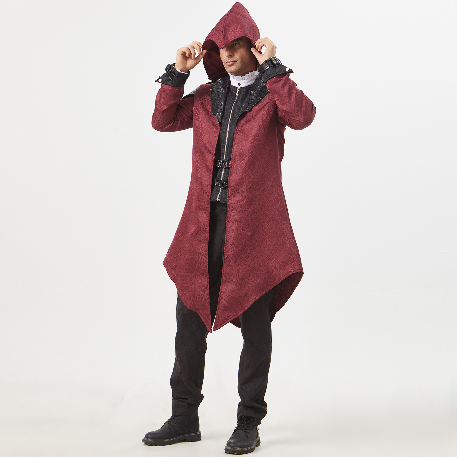Patchwork-Kapuzenmantel – Stehkragen Jacke im Vintage-Stil, HERREN