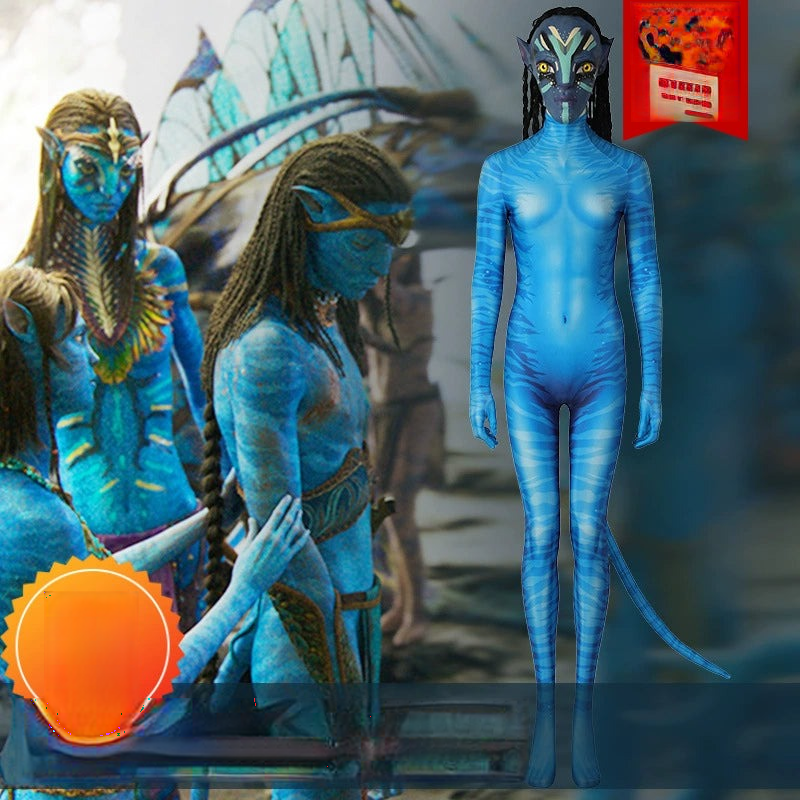 Neytiri Avatar Bodysuit Cosplay Kostuem Damen Blau