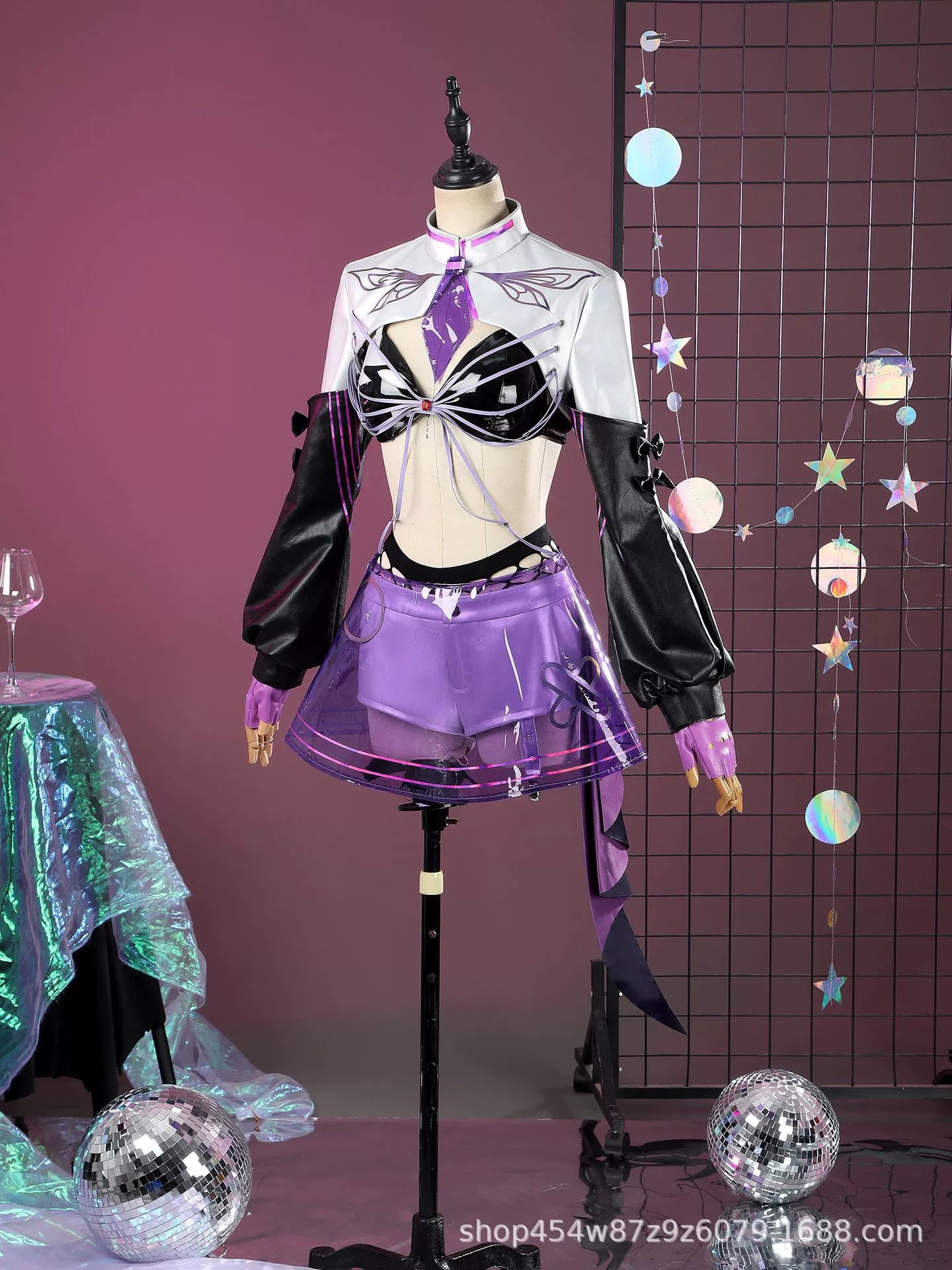 Konzert Path to Nowhere Lila-Schwarzes Konzert-Outfit Cosplay Kostuem Damen