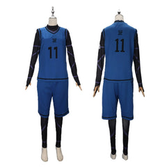 Yoichi Isagi Blue Lock Trikot-Set Cosplay Kostuem Damen Blau Rot