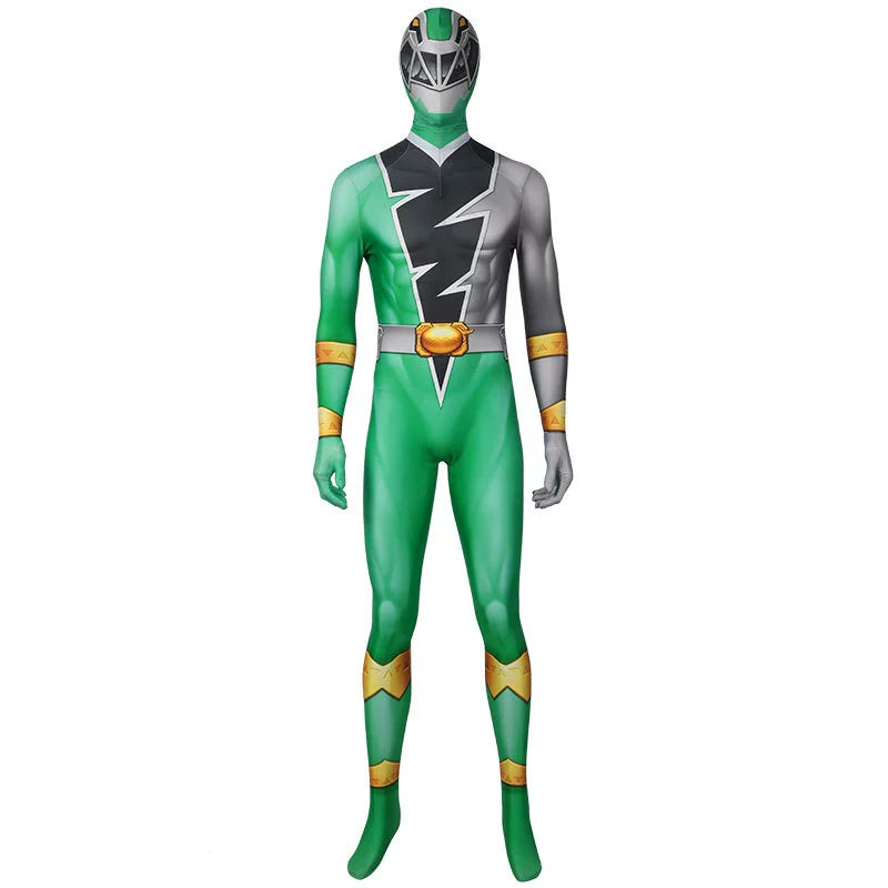 Ryusoulger Power Rangers Anzug Cosplay Kostuem Damen Gruen Gold